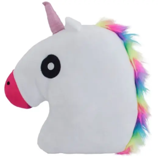 Emoji Cushion - Unicorn Multi-Coloured Side Pink